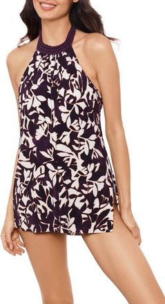 Magic Suit By Miraclesuit Martinique Molly Skirted One-Piece Swimsuit in Dark Purple Multi at Nordstrom, Size 12