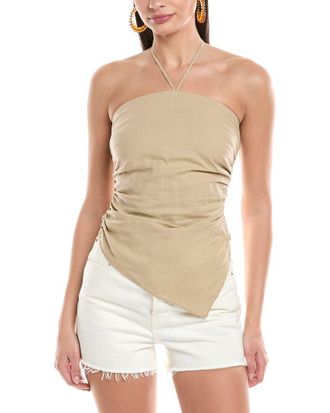Onia Air Asymmetrical Halter Linen-Blend Top