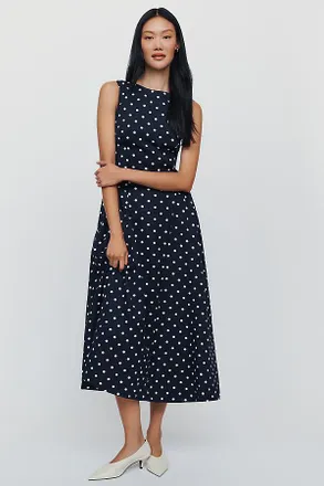 English Factory Sleeveless Boatneck Midi Dress