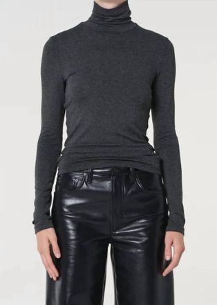 A Gold E Pascale Turtleneck Top In Charcoal Heather