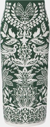 Farm Rio Miranda intarsia knitted midi skirt