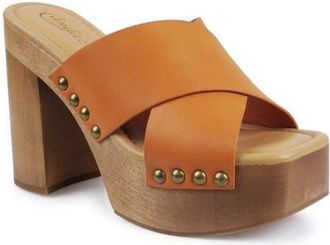 Candie's Maggy Platform Slide Sandal in Mustard Leather at Nordstrom, Size 10