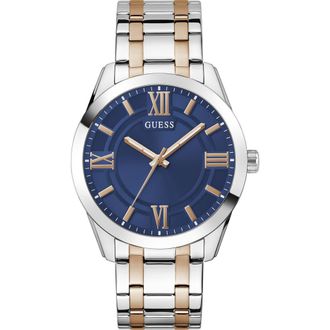 Guess Elliot Blue Dial Two-Tone Bracelet Watch, 44mm in Rose Gold at Nordstrom