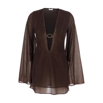 Os&eacute;ree Kleedjes, Dames, Bruin, M, Lumi&egrave;re Ring-Detail Kaftan