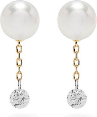 Mizuki 14K Yellow Gold Sea Of Beauty Pearl And Diamond Earrings - Womens - Akoya Pearl/Diamond/14kt Gold