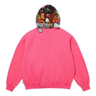 SUPREME FW26 Patches Zip Up Hooded Sweatshirt Pink SUP-FW26-013-PNK