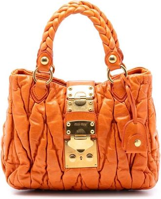 Miu Miu Pre-owned Miu Miu Matelasse Lambskin Coffer Satchel Ladies MFTXK8YM2H5GHDGI