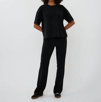 Esqualo Selma Straight Leg Modal Trousers In Black