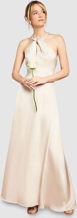 Coast Honoured Twist Halterneck Maxi Dress in Champagne at Nordstrom, Size 14
