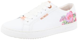 Tom Tailor Plateausneaker TOM TAILOR, Damen, Gr. 40, weiss (wei&szlig;), Lederimitat, Schuhe Plateausneaker, mit buntem Bl&uuml;tenprint, Freizeitschuh, Halbschuh, Schn&uuml;rsc