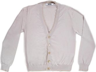 Mauro Grifoni Stijlvolle Cardigan met Dubbele Trim Rips - Heren - Vesten - Beige - M - Polyester - Truien & Vesten
