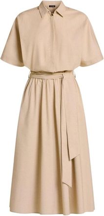 Kiton Jurk met ceintuur in de taille - Dames - Casual kleedjes - Beige - L - Leer - Kleedjes