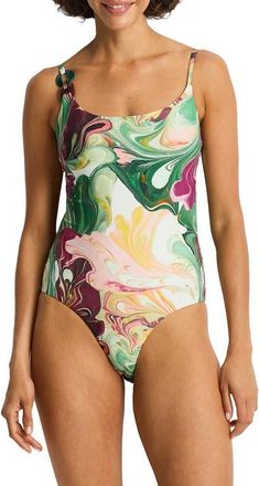 Sea Level Australia Scoop Neck One-Piece Swimsuit in Moss at Nordstrom, Size 10