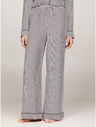 Tommy Hilfiger Womens Stripe Viscose Pajama Pant - Red - XL