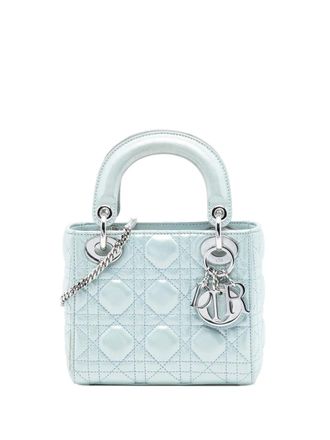 Dior 2015 Mini Iridescent Lambskin Cannage Lady Dior satchel - women - Lambskin - One Size - Blue