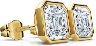Pompeii3 2ct TW Asscher Cut Bezel Diamond Studs 14k Gold Lab Grown