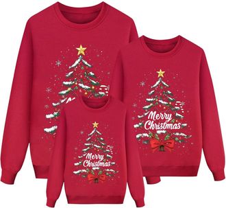 Generic Kids Christmas Sweatshirts for Family Long Sleeve Cute Christmas Jumper for Kids Mom Dad Matching Outfit for Festival Party 1113