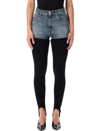 Coperni Hybrid Rib Knit And Denim Trompe-LOEil Pants