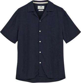Anerkjendt Overhemd- Akkurt S-S Placket Detail - Heren - Korte mouwen Overhemden - Blauw - S - Linnen - Overhemden