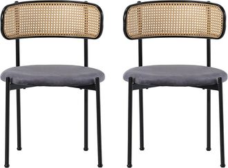 Urban Meuble Juego de 2 sillas de comedor de terciopelo gris