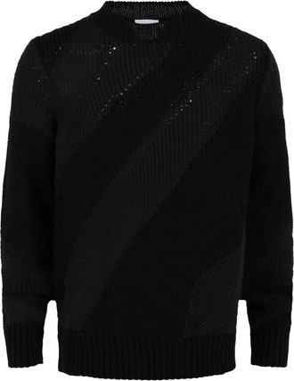 Ferragamo Mens Textured Cable Knit Sweater In Black