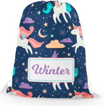 Fandango Personalised Premium Drawstring Bag Space Unicorns PE Gym Kit School P.E Kids Sport Rucksack