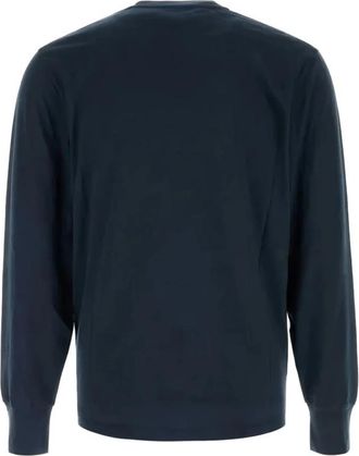 Tom Ford T-shirt met halflange hals - Heren - Ronde hals truien - Blauw - XL - Katoen - Truien & Vesten