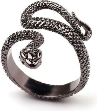 Generic Fashion Simple Black Snake Ring Retro Personality Punk Style Opening Adjustable Jewelry for Men and Women Party GiftsDurability