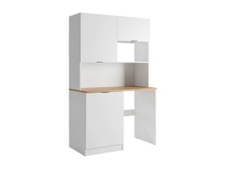 Vente-Unique Mueble multifunci&oacute;n para cocina o cuarto de la lavadora - Con encimera de 120 cm - Blanco y natural - CARMEO
