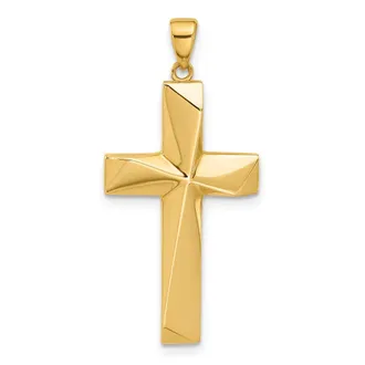 Diamond2Deal 14k Yellow Gold Polished Cross Pendant