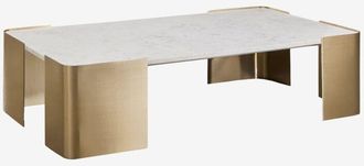 Sklum Mesa De Centro Rectangular 110x70 Cm En M&aacute;rmol Y Acero Inoxidable Bemerit Sklum