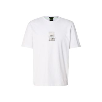 HUGO BOSS Heren Fotoprint Relaxed Fit T-Shirt (Wit)