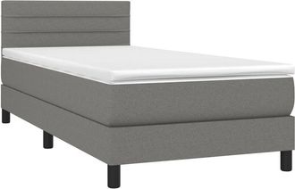 vidaXL Cama Box Spring Con Colch&oacute;n Tela Gris Oscuro 90x200 Cm Vidaxl