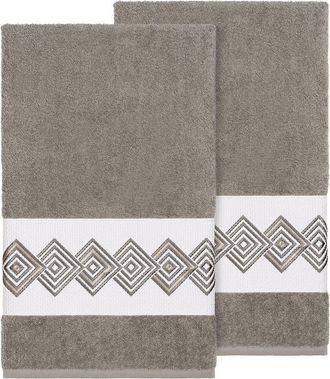 Linum Home Textiles Noah Embellished Bath Towel - Set of 2 - Dark Grey at Nordstrom Rack