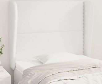 vidaXL Cabecero Con Orejas De Cuero Sint&eacute;tico Blanco 103x23x118/128 Cm Vidaxl