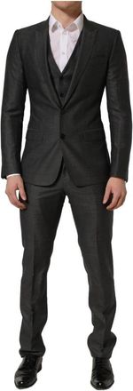 Dolce & Gabbana Martini Slim Fit Formeel 3-delig Pak - Heren - Business pakken - Grijs - S - Wol - Kostuums