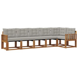 vidaXL Conjunto De Sof&aacute;s De Exterior 6 Pcs Gris Natural Y Claro Vidaxl