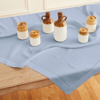 Solino Home Linen Table Throw - Classic Hemstitch, 52 x 52 Inch, 52 x 52 Inch in Sky Blue at Nordstrom, Size Medium