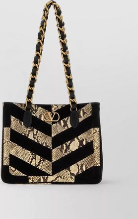 Valentino Garavani laseine leather and suede tote bag