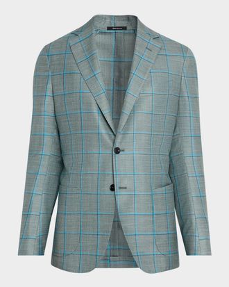 Sartorio Men & apos;s Wool and Silk Windowpane Check Sport Coat