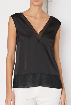 Milly Avianna Satin Top In Black