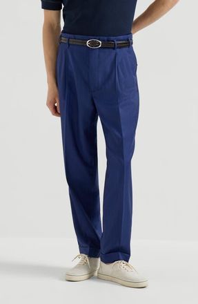 Brunello Cucinelli Double pleated trousers in Royale Blue at Nordstrom, Size 46 It