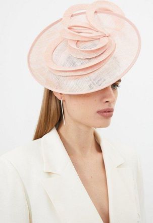 Karen Millen Womens Asymmetric Disc Headband Fascinator - Pink Straw - One Size