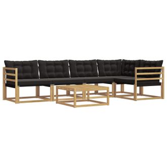 vidaXL Conjunto De Sof&aacute;s De Exterior 6 Pcs Blanco Y Negro Vidaxl