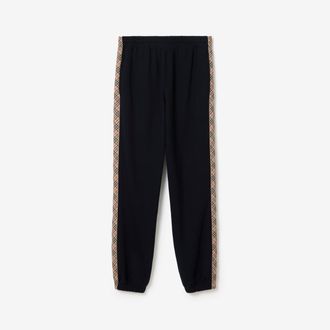 Burberry Check Trim Cotton Jogging Pants