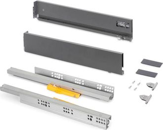 Emuca Emuca - Caj&oacute;n Exterior Vertex Push Sincro Con Regulaci&oacute;n 3d De Altura 93mm, 40kg, Profundidad 350mm, Acero, Gris Antracita