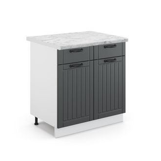 Vicco Mueble Bajo De Cocina Fame-line, Antracita Casa De Campo, 80 Cm, Et M&aacute;rmol, Vicco