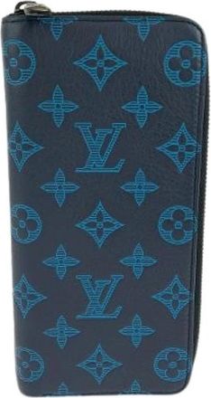 Louis Vuitton Pre-owned Monogram Shadow Zippy Portemonnee - Heren - Vintage Accessoires - Blauw - ONE Size - Leer - Vintage