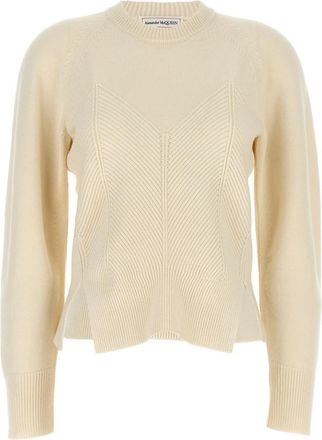 Alexander McQueen White Chevron Corset sweater