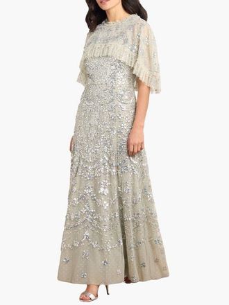 Needle & Thread Freya Cape Ankle Gown in Seafoam at Nordstrom, Size 12